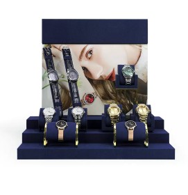 New Retail Navy Blue Velvet Watch Display Stands For Sale