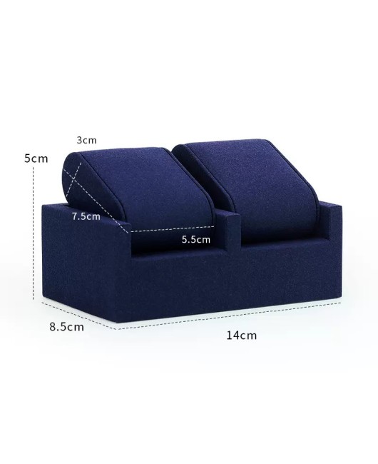Popular New Navy Blue Velvet Double Wrist Watch Display Stands For Sale