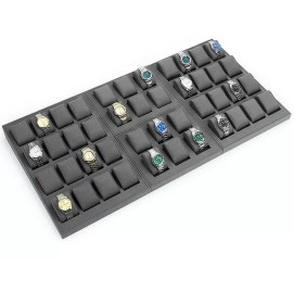 High End Gray Velvet Watch Display Trays
