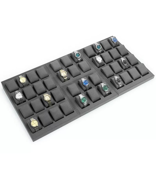 High End Gray Velvet Watch Display Trays