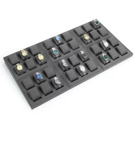 Luxury Gray Velvet Watch Display Trays