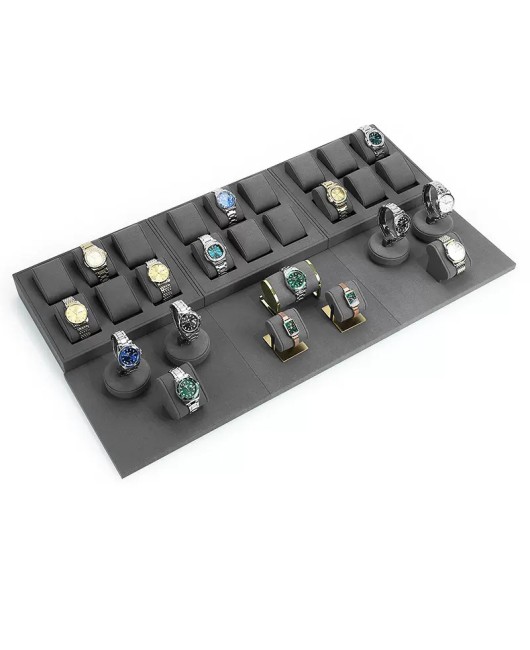 Luxury Retail Gray Velvet Watch Showcase Display Tray
