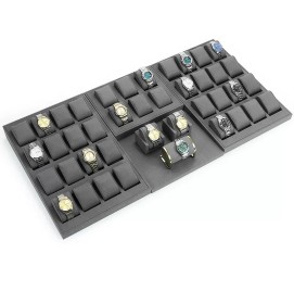 New Gray Velvet Watch Showcase Display Trays