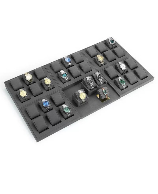 Popular Luxury Gray Velvet Watch Showcase Display Trays