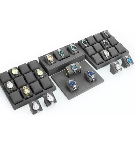 Premium New Gray Velvet Watch Display Tray