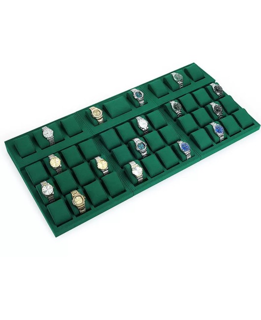 High End Green Velvet Watch Display Set