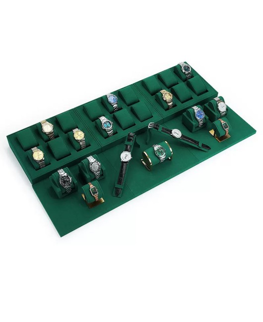 Modern Luxury Green Velvet Watch Showcase Display Sets