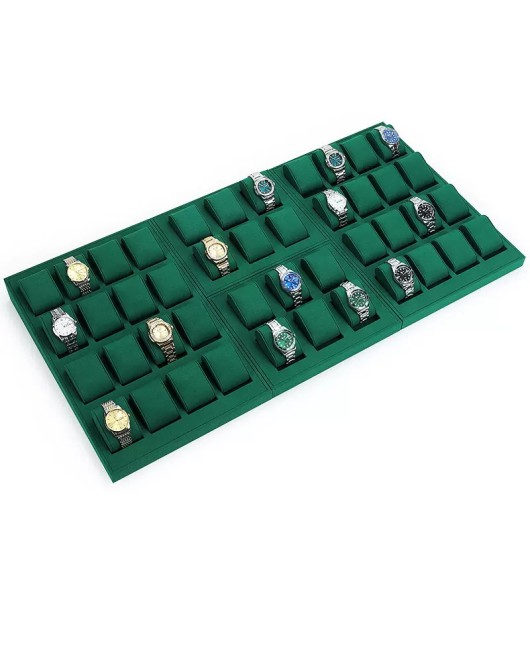 Premium Green Velvet Watch Display Set