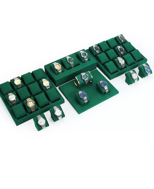 Wholesale Green Velvet Watch Showcase Display Sets