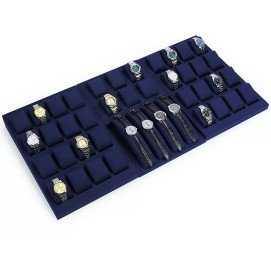 Luxury New Navy Blue Velvet Watch Display Trays