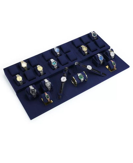 Nampan Pajangan Jam Tangan Beludru Biru Dongker Mewah Modern