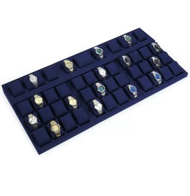 Moderne marineblauwe fluwelen horlogedisplaytrays