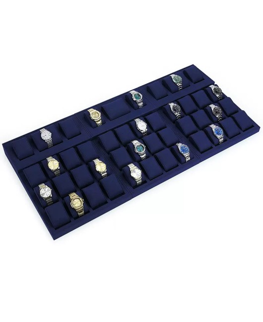 Modern Navy Blue Velvet Watch Display Trays