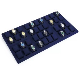 Premium marineblauwe fluwelen horlogedisplaytrays