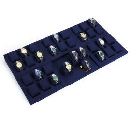 Premium New Navy Blue Velvet Watch Display Trays