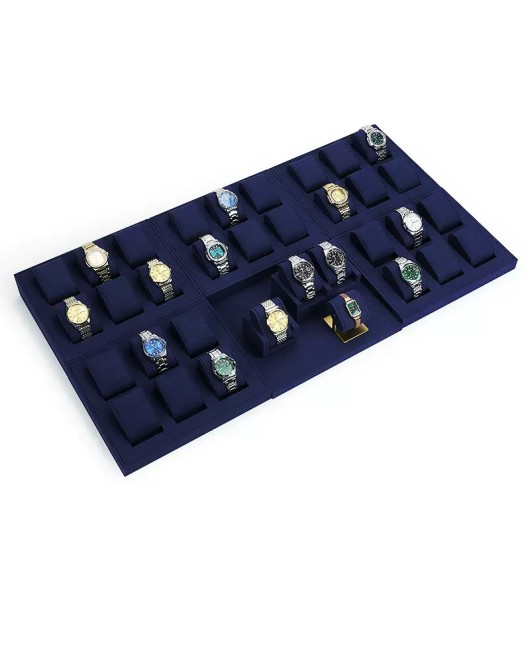Khay trưng bày đồng hồ nhung xanh navy cao cấp mới