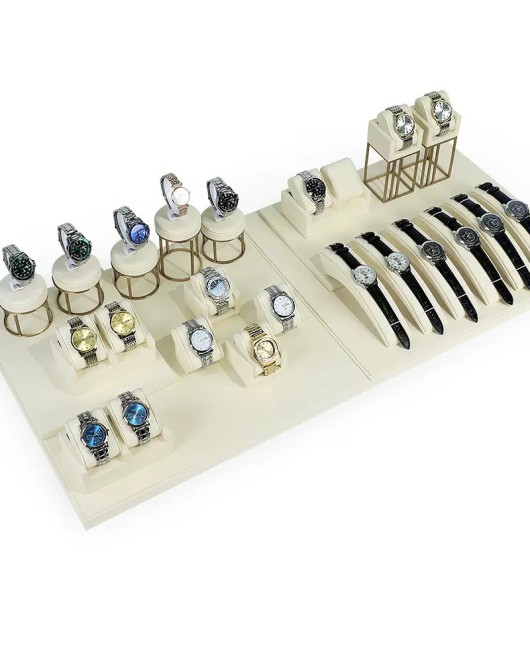 Luxury Off White Velvet Watch Display Stands