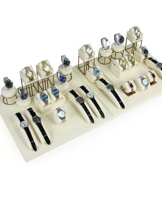 Popular New Off White Velvet Watch Display Stands