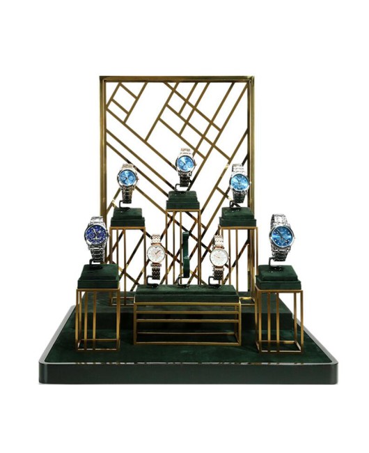 Luxury New Retail Green Watch Display Set For Sale
