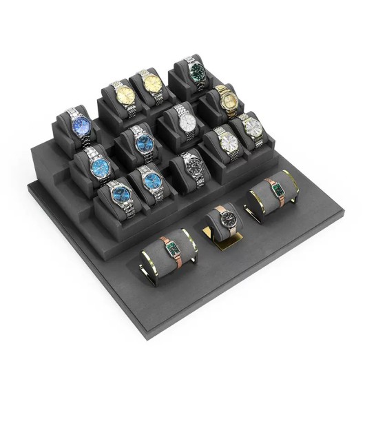 Creative Dark Gray Velvet Watch Showcase Display Sets