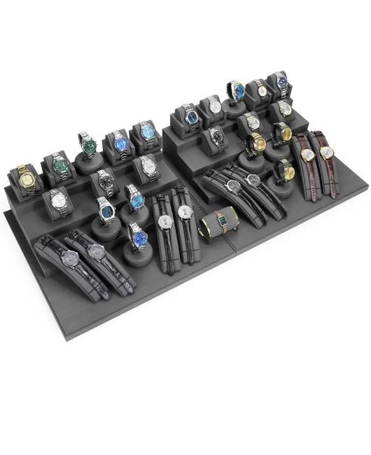 High End Dark Gray Velvet Watch Display Sets