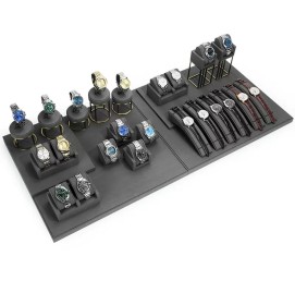 High End New Dark Gray Velvet Watch Showcase Display Sets
