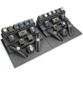 Luxury Retail Dark Gray Velvet Watch Showcase Display Sets