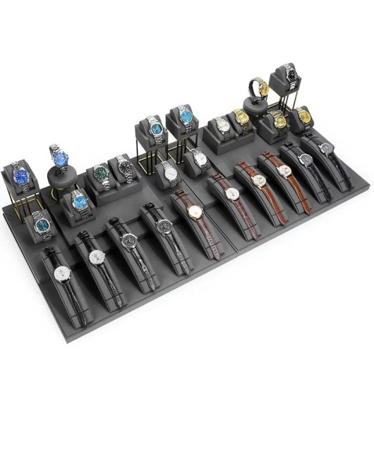 Retail New Luxury Dark Gray Velvet Watch Showcase Display Sets
