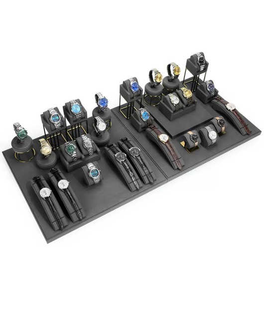 Wholesale New Dark Gray Velvet Watch Showcase Display Sets