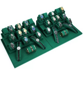 Hot Sale Dark Green Velvet Watch Showcase Display Set