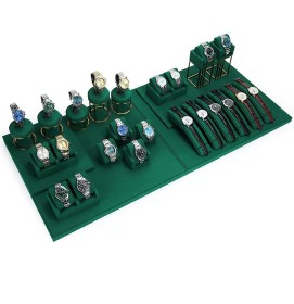 New Retail Dark Green Velvet Watch Display Sets For Sale