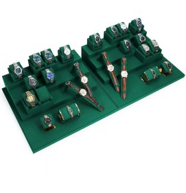 Popular Modern Dark Green Velvet Watch Display Sets