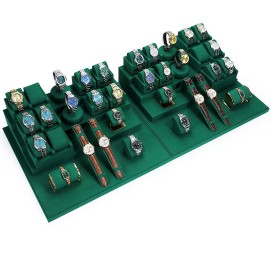 Popular New Dark Green Velvet Watch Display Set
