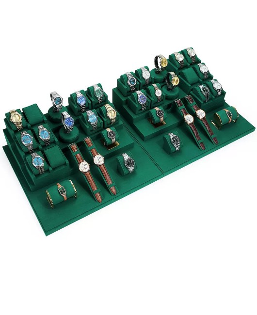 Popular New Dark Green Velvet Watch Display Set