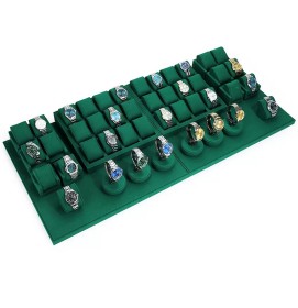 Premium New Dark Green Velvet Watch Display Sets For Sale