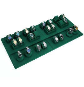 Retail Dark Green Velvet Watch Showcase Display Set