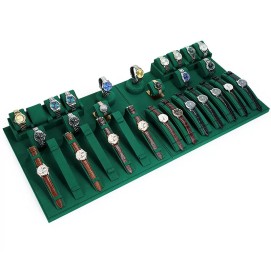Retail New Dark Green Velvet Watch Display Set