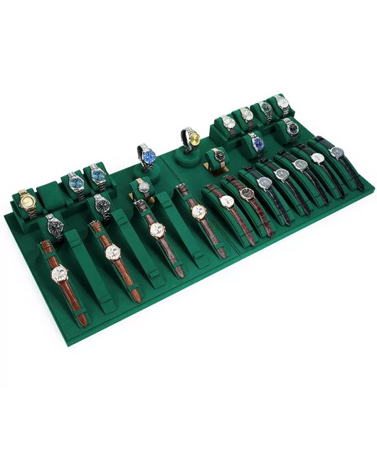 Retail New Dark Green Velvet Watch Display Set