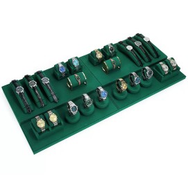 Wholesale Dark Green Velvet Watch Showcase Display Set