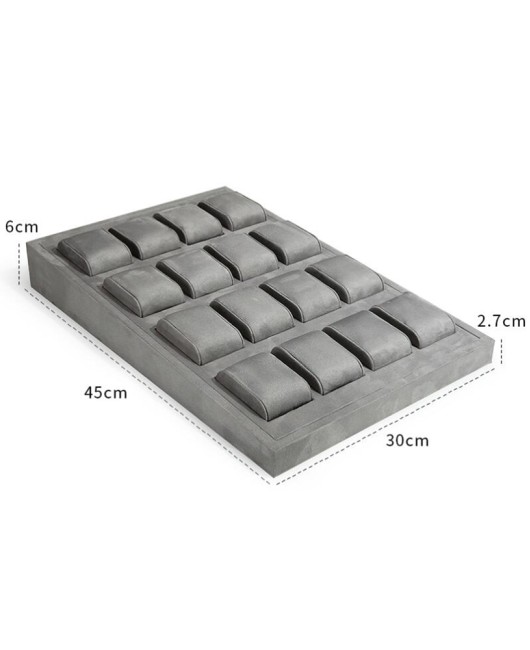 Premium Light Gray Velvet Watch Display Tray