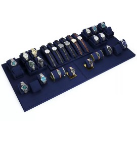High End New Navy Blue Velvet Watch Display Set