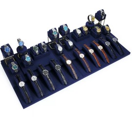 Hot Sale Luxury Navy Blue Velvet Watch Display Set