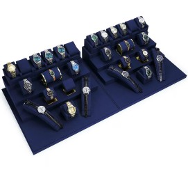 Popular Luxury New Navy Blue Velvet Watch Display Set