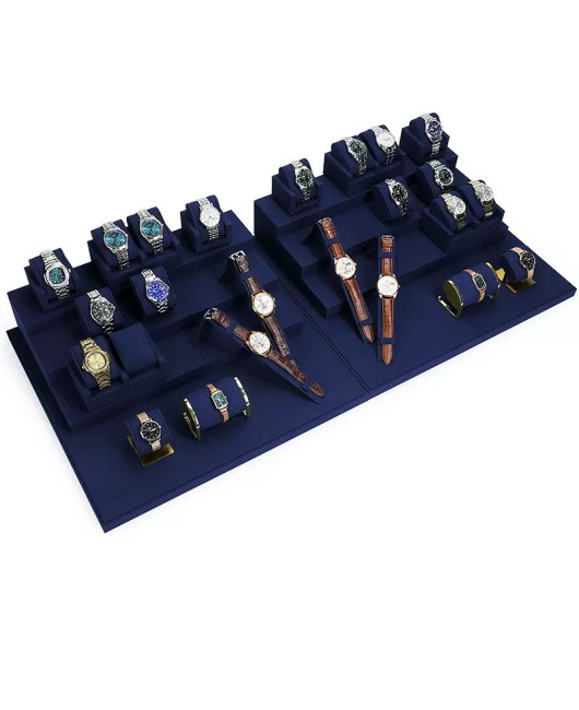 Popular Premium New Navy Blue Velvet Watch Display Set