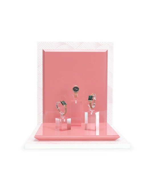 New Pink Arcylic Watch Display Set For Sale