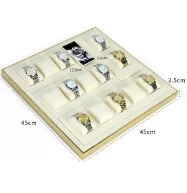 Luxury New Gold Trim Off White Velvet Watch Display Tray