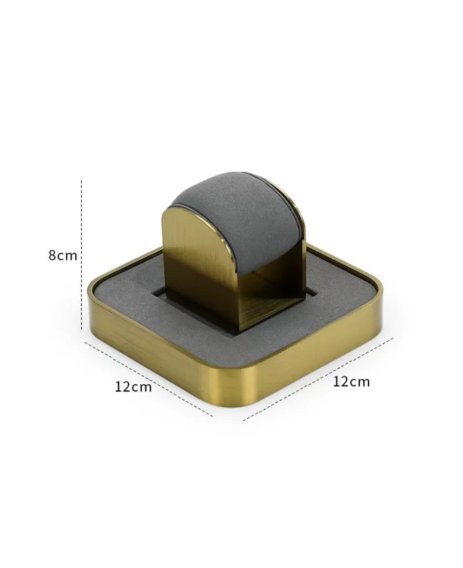 Suporte para Relógios em Metal Dourado e Veludo Cinza Escuro Suporte para Relógios em Metal Dourado e Veludo Cinza Escuro