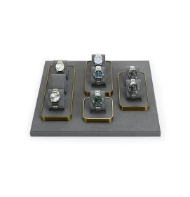 Luxury New Gold Dark Gray White Velvet Watch Holder Tray