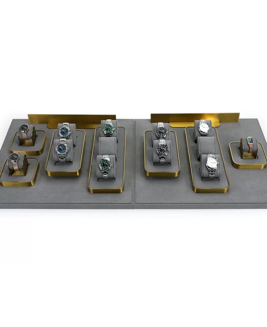 New Dark Gray Velvet Watch Holder Tray