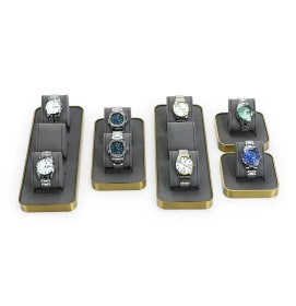 New Retail Gold Trim Dark Gray Velvet Watch Display Holder Stands